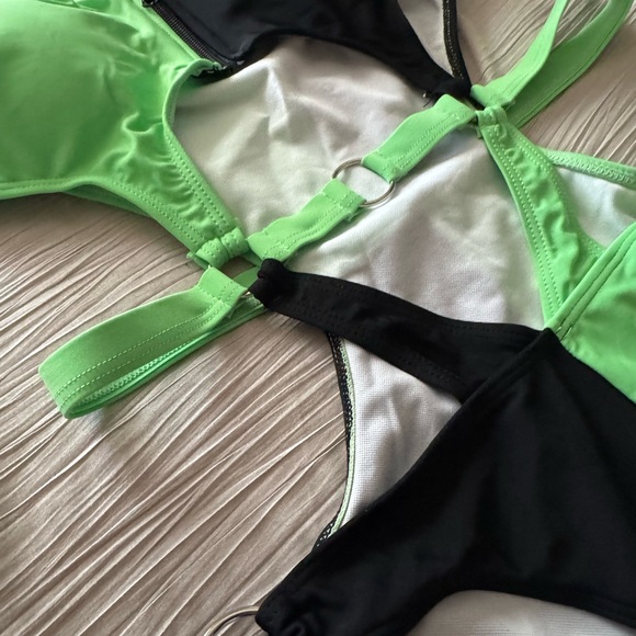 Color Block Cut Out One Piece - Picture 2 of 5